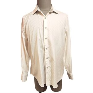 Robert Graham White Textured Button Front Dress Shirt Large